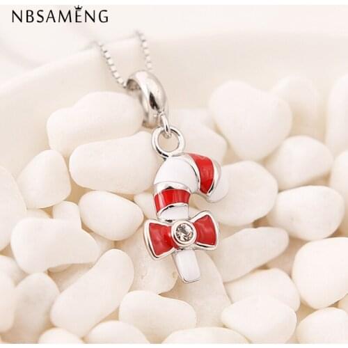 New 100% 925 Sterling Silver Bead Charm Candy Cane With Bow Knot Pendant Enamel Charms Fit Bracelets Women Diy Jewelry