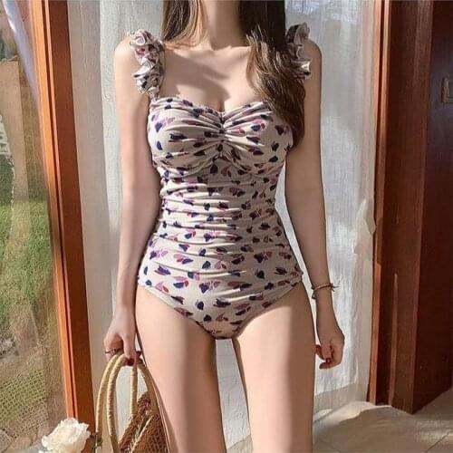 2021 New One Piece Swimsuit Women Swimwear Push Up Bathing Suit Ruched Monokini Printed Plus Size Beachwear Swim Suits Y15