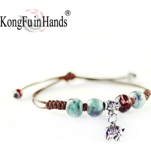 New Arrival Little Elephant Pendant Charm Beads Bracelet Handmake Lovely Vintage Bohemia Jewelry Size Adjustable Birthday Gift