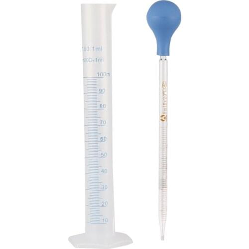 5ml 10ml Rubber Head Glass Dropper And 100ml Measuring Cylinder Kit Glass Pipette With Scale Line Chemistry Laboratory Dropper