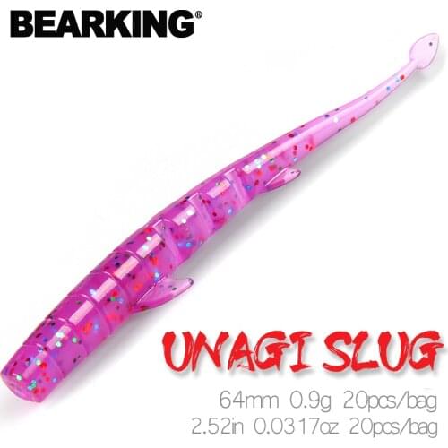 BEARKING UNAGI Slug 20pcs 64mm0.9g Fishing Artificial Soft Lures Silicone Bass Pike Minnow Swimbait Jigging Plastic Baits Worm