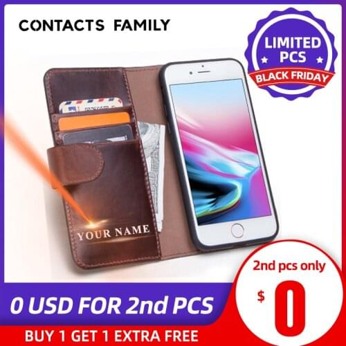 Luxury Crazy Horse Leather Flip Case For iPhone 7 8 Card Holder Cover Coque Fundas For iPhone 7 8 Zipper Coin Pocket Phone Case