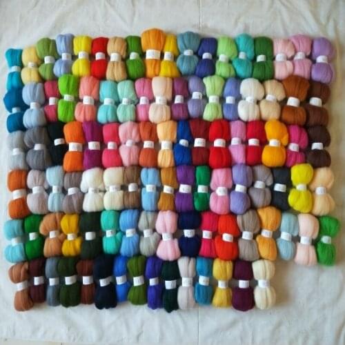 Needlework wool for felting needle felt merino wool fiber wool roving kit 100 colors 5g/color 10g/color 50g/color or 100g/color