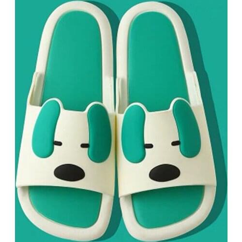 Womens Fashion Cute Puppy Bathing Slippers Summer New Indoor Lovely Dogs Slides Comfort Non-slip Flip Flops Flat PVC Slides
