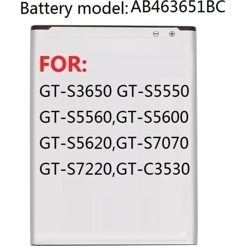 Replacement Battery AB463651BC For Samsung W559 S5608 S5628 C3200 C3222 C3322 S3650C S7070 S3370 S5610 S5620 L708 L700