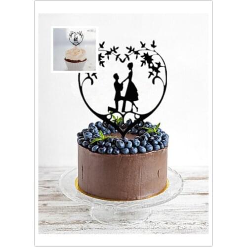 Mixed style 1 pcs black Acrylic marry me Wedding Cake Topper and 24pcs 'marry me' cupcake topper with free shipping