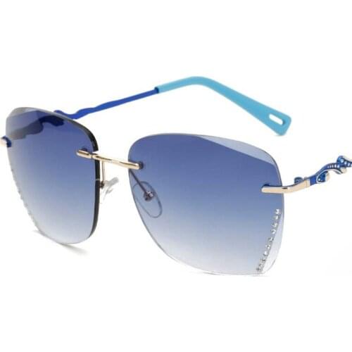 New Rimless Women Sunglasses European American Fashion Ladies Sun Glasses Diamante Female Shades Ocean Lens Oculos De Sol Gafas