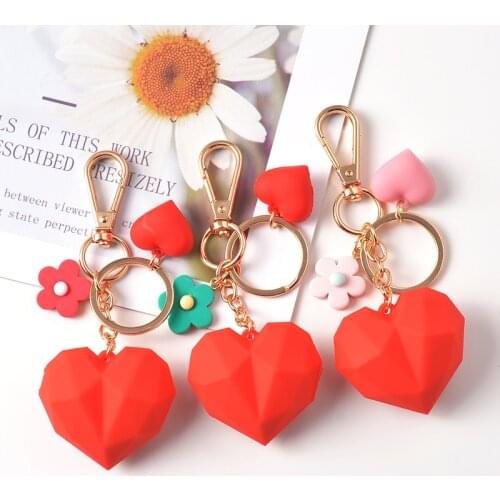 Creative Cartoon Cut Face Heart Keychain Love Keychain Couple Hanging Bag Key Chain Car Key Ring Accessory Couple Friends Gift