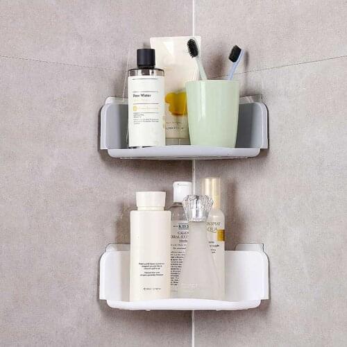 Suction Cup Corner Shower Shelf Bathroom Shampoo Shower Shelf Holder Kitchen Storage Rack Organizer 3 Colors