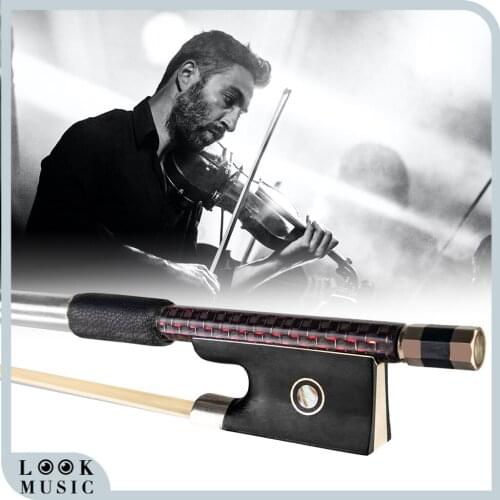 Advanced 4/4 Red-Silk Braided Carbon Fiber Violin Bow AAA Mongolia White Horse Hair Bow Well Balance