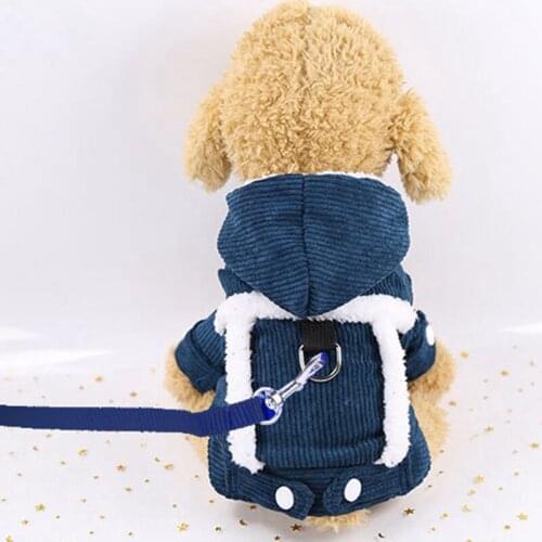 Corduroy Pet Winter Clothes Dog Clothes with Traction Rope Interface Small Dogs Big Dogs Jacket Chihuahua Hoodies Pet Products