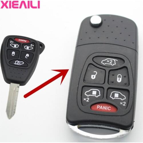 XIEAILI 10Pcs 6Button Modified Flip Folding Remot Key Case Shell For Chrysler Town/Country For Jeep For Dodge Key Fob Case S472