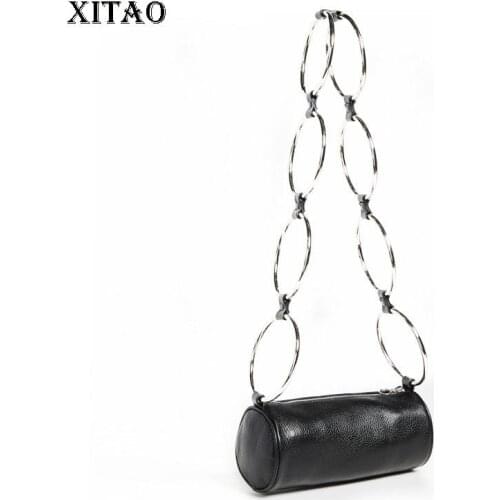 XITAO Women Shoulder Bags Fashion New Personalized Custom Cylinder Bag Metal Ring Patchwork 2021 Minority Bags CLL1732