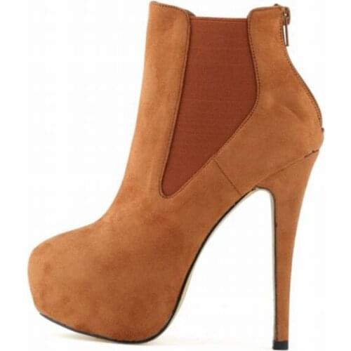 Sexy Platform Women Boots Winter Velvet Short Ankle 14cm Extremely Thin High Heels Shoes Casual Party