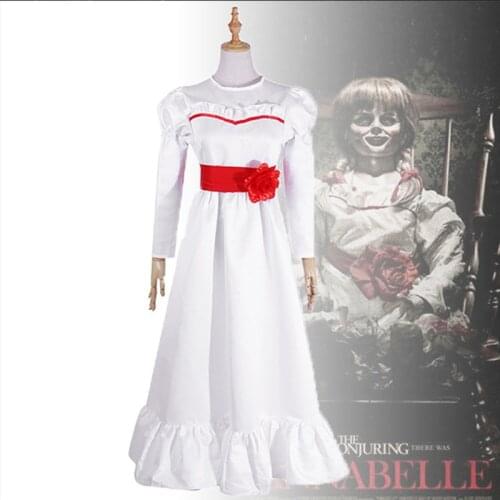 Movie Annabell Cosplay Costumes Annabelle Cosplay Costume Women Girls Cosplay Clothes White Dress Anime horror Costume Halloween