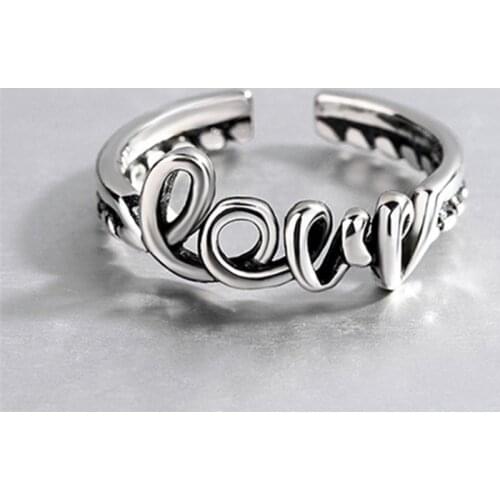 2019 Korean Fashion New Arrival Punk Vintage Rings For Women Letter Love Real Adjustable Open Ring Gift