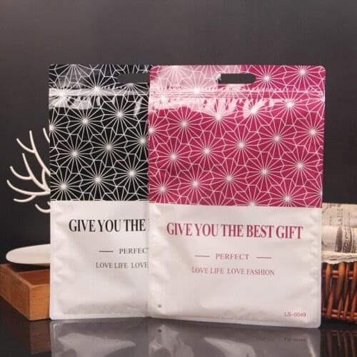 100pcs Clothes clothing underwear leggings socks packaging bags zipper ziplock bag with handle translucent plastic pocket