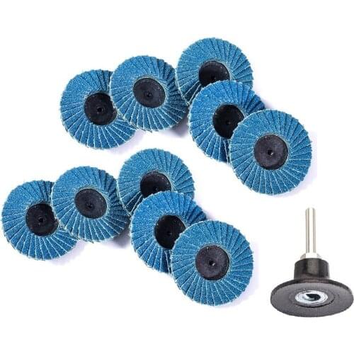 11Pcs/Set 2"" 50mm Flat Flap Discs Roll Lock Grinding Sanding Wheels & Holder Kit for Angle Grinder Electric Drill Abrasive Tool