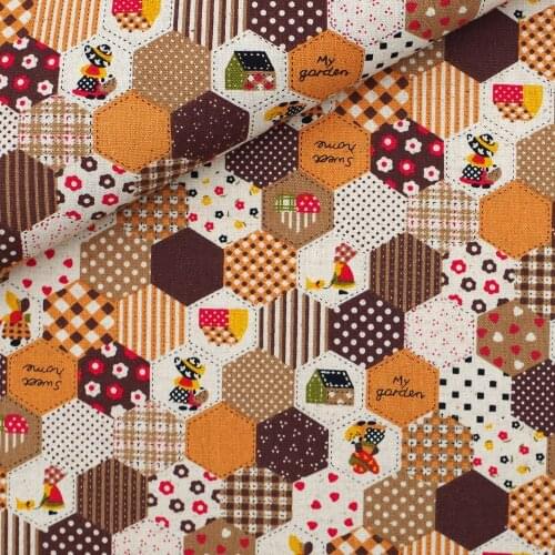 Cotton Linen Fabric for handmad, bed, bag, curtain Sewing - My Garden - Girl / Flower - Yellow (LF176)