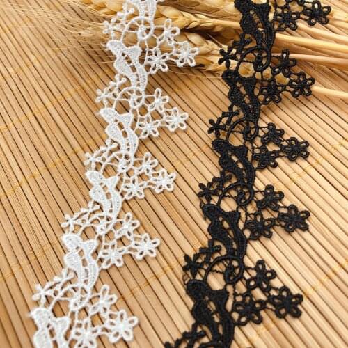 15yds Black White Lace Trim Appliques Water Soluble Embroidered Lace Fabric DIY Sewing Clothing Underwear Accessories Materials