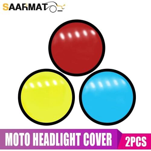 2 Pcs DIY Cover 58mm diameter Motorcycle Headlight Yellow Blue Red Cover plastic moto light for Automobiles Accessories