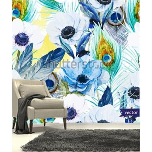 The custom 3D murals, flowers, anemones, lilac, boho,pattern, wallpaper,living room sofa TV wall bedroom wall paper
