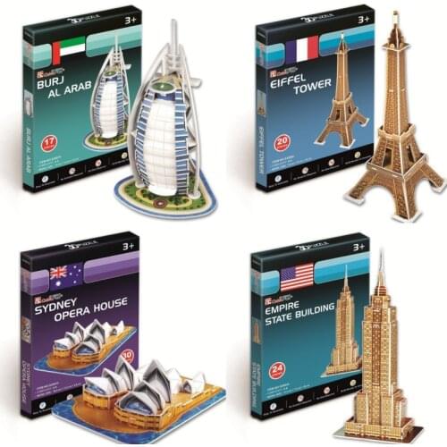 3D Paper Puzzle Word Famous Buildings Tower Bridge Jigsaw Assembled Model Craft DIY Educational Toys For Children Adult Gifts