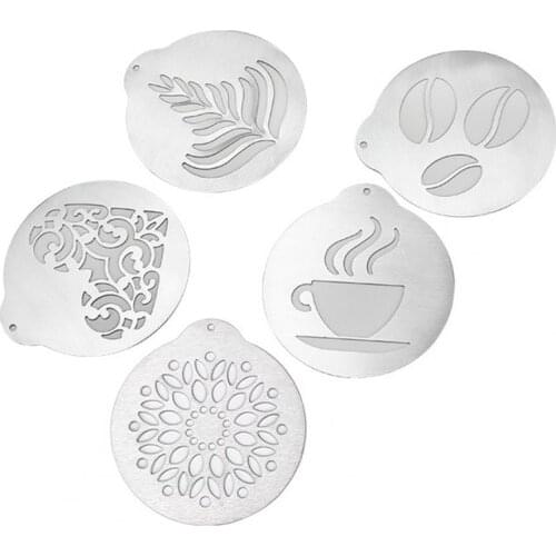 6pcs Coffee Spray Mould Eco-friendly Rust-proof Stainless Steel Coffee Printing Stencil Mould for Home Coffee Stencils