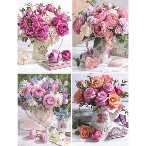 5D Diy Diamond Painting Flowers Rose Cross Stitch Kit Full Drill Square Embroidery Diamond Mosaic Picture of Rhinestones Decor