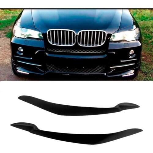 AU04 -for BMW X5 E70 2007-2013 Glossy Black Car Sticker Front Headlights Eyebrow Eyelid Trim Cover