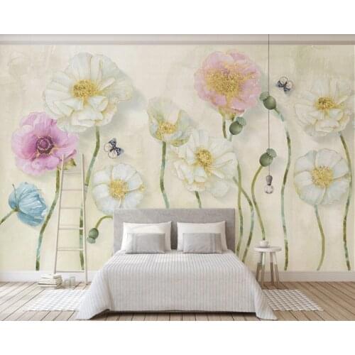 XUE SU Customized large mural wallpaper European Nordic hand-painted golden flowers background wall wall covering