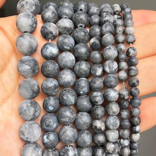 Natural Matte Black Labradorite Stone Beads For DIY Jewelry Making 4 6 8 10 12mm Round Loose Beads Bracelet Accessories 15