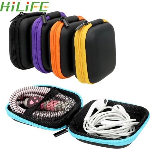 HILIFE Zipper Hard Headphone Case Portable Earbuds Pouch Box USB Cable Organizer Headset Cover Protector Earphone Storage Bag