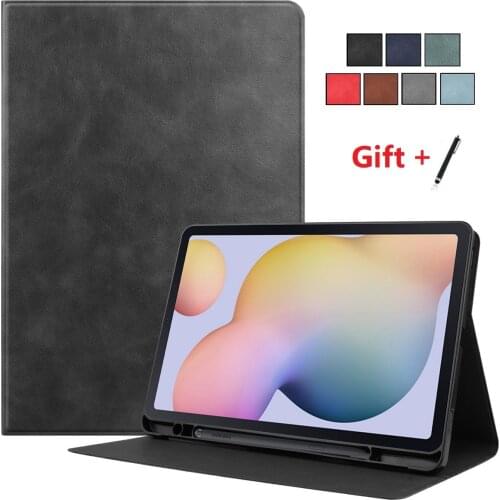Premium PU Leather Tablet Case with Pencil Holder for Samsung Galaxy Tab S7 11inch SM-T870 SM-T875 Soft TPU Back Cover+Pen