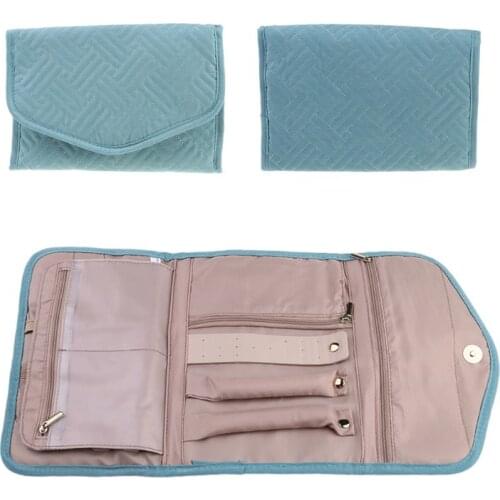 Travel Jewelry Organizer Roll Foldable Jewelry Case for Journey-Rings Necklaces Storage Bag