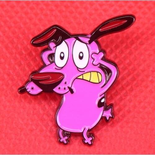Cowardly dog enamel pin cute cartoon brooch dazed animal badge courage jewelry gift men women shirts backpack accessories
