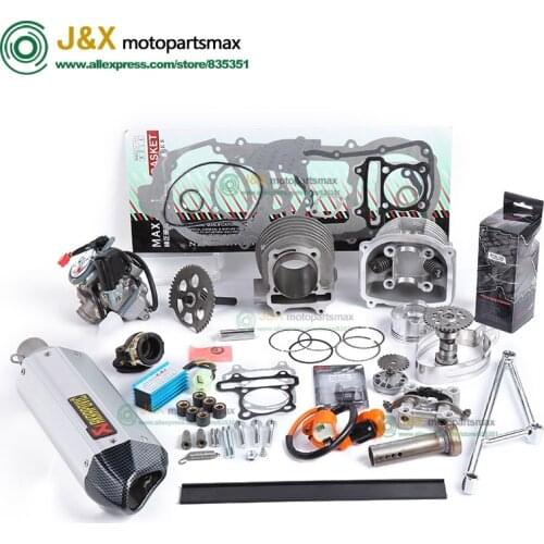 GY6 150cc 57.4mm bore Racing Camshaft CDI Muffler Performance Exhaust ,Oil pump and Gear cylinder kit for 152qmi 157qmj