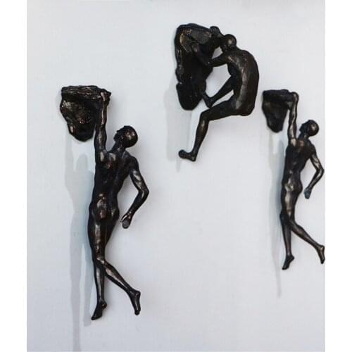 Art Character Wall Decoration Industrial Style Rock Climbing Freehand Sculpture Manual Fitness Boy 3 D Wall Sticker