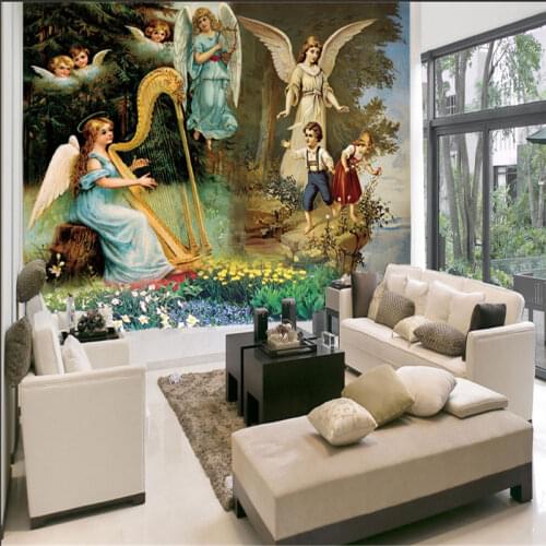 European-style Angel Oil Painting 3D Living Room Bedroom Background Wall Mural Ceiling Decor Wallpaper 3D Wall Papers Home Decor