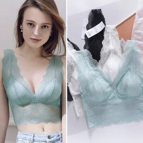 2020 Womens Sexy underwear set Lace Thin Beauty Back Bralette Comfortable WireFree Vest Lingerie Triangle Cup bandeau top