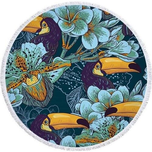 Toucan flowers Round beach towel Sea beach towel strandlaken Beach cover up Towels Large beach towel Bath towel Bath towels spa