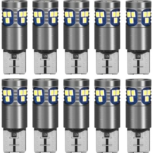 10PCS T10 W5W Super Bright LED Car Dome Reading Lamps Canbus Error Free Wedge Clearance Lights Auto Goods White Red Yellow Blue