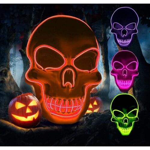 Hot Sale Halloween LED Mask Light Up Scary Mask Festival Cosplay Costume Masks 4 Modes Flash Novelty Luminous Toy Dropshipping