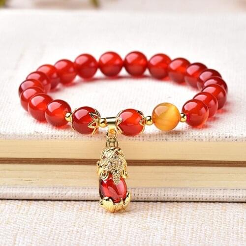 Fashion Red Crystal Beads Peanut Heart Fox Brave Troops Bracelet Chinese Lucky Bracelet Women Fashion Personality Jewelry