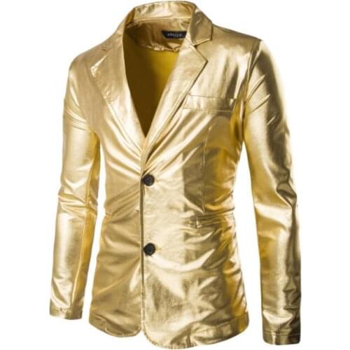 Suits men blazer masculino slim fit casaco jaqueta masculina Hot stamping coats mens slim jacket gold silver black fashion