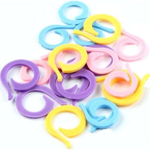 20Pcs Portable Colorful Knitting Crochet Locking Stitch Marker Crafts Tool Plastic Stitch Marker Ring Holders Needle Clip DIY
