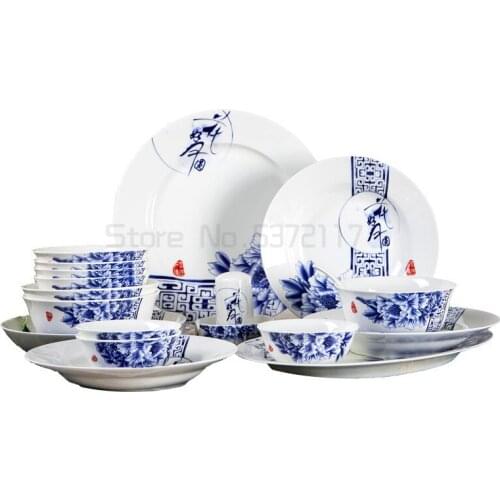 Christmas Bowls Set Jingdezhen blue and white tableware of bone china bowl household dishes wedding tablewar