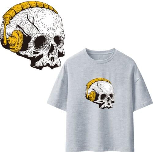 Skull Painted face Clothing Stickers Iron On Patches Diy Heat Transfers Patch For Clothes T-shirt Appliques Decoration