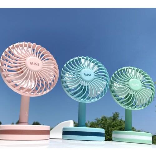 Mini Desktop Charging Small Fan Student Office Quiet Strong Wind Three Band Light Portable Desktop Fan With Base