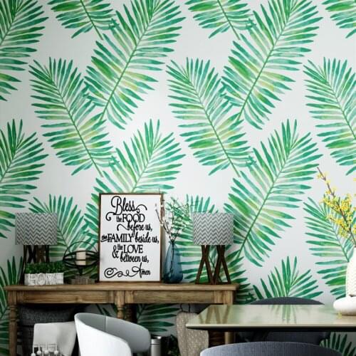Q QIHANG Nordic Style Southeast Asia Banana Leaf Tropical Rainforest Plant TV Background Non-woven Wallpaper 0.53m*10m=5.3m2
